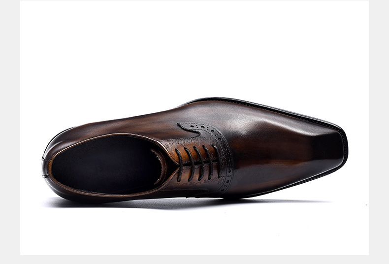 Skórzane buty męskie pierwsza warstwa skóry bydlęcej biznesowe formalne skórzane Brock rzeźbione brytyjskie zabytkowe buty ślubne garniturowe_voghion.com