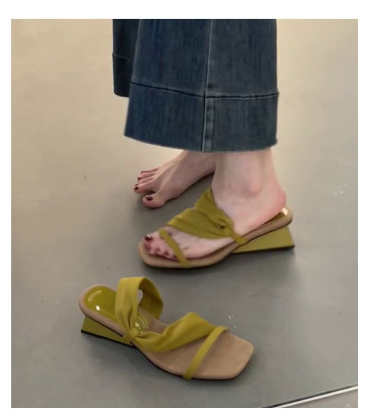 Versione Cabinet Lan ~ Sandali con Tacco Alto, Eleganti Scarpe Quadrate con Zeppa in Stile Francese per Donna con Cinturino a Punta Aperta_voghion.com