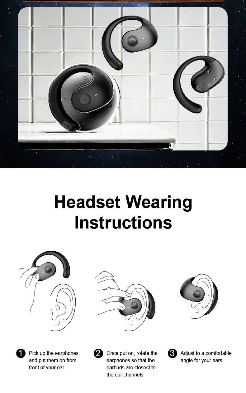 OWS Wireless Headphones Bluetooth Headset Earbuds For Phone_voghion.com