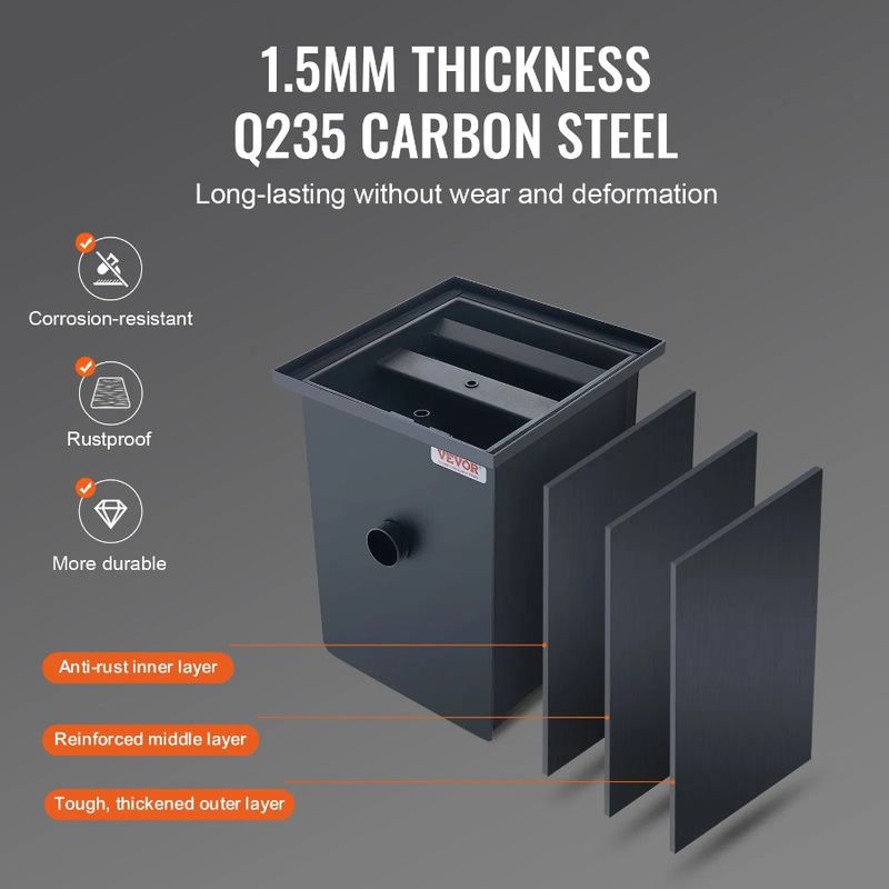 Filtro trappola acqua 8 libbre acciaio rifiuti grasso intercettore carbone commerciale_voghion.com