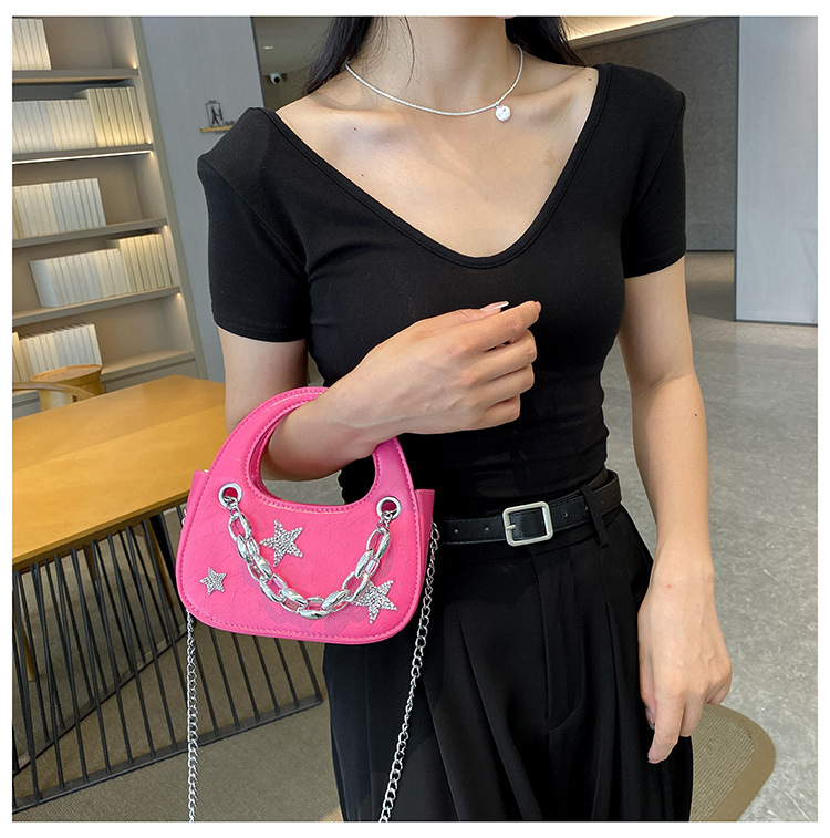 Trendy Hot Girl Light Luxury Small Bag 2023 New Star Chain Borsa a semicerchio Borsa a tracolla di fascia alta all-match di nicchia_voghion.com