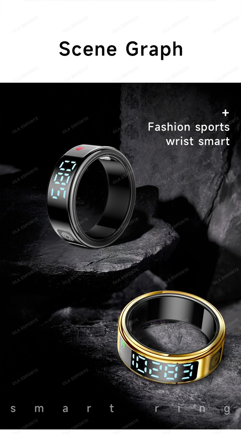 2025 Smart Ring Männer Frauen Display Herz Rate Blut Sauerstoff Monitor Multi-Sport Modus IP68 & 5ATM Wasserdicht Bluetooth Schlaf_voghion.com