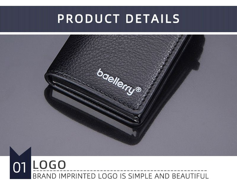 Baellerry New Ανδρική θήκη για κάρτες Lychee RFID Αντιμαγνητική πλάγια ώθηση Pop, μεταλλικό κουτί αλουμινίου_voghion.com