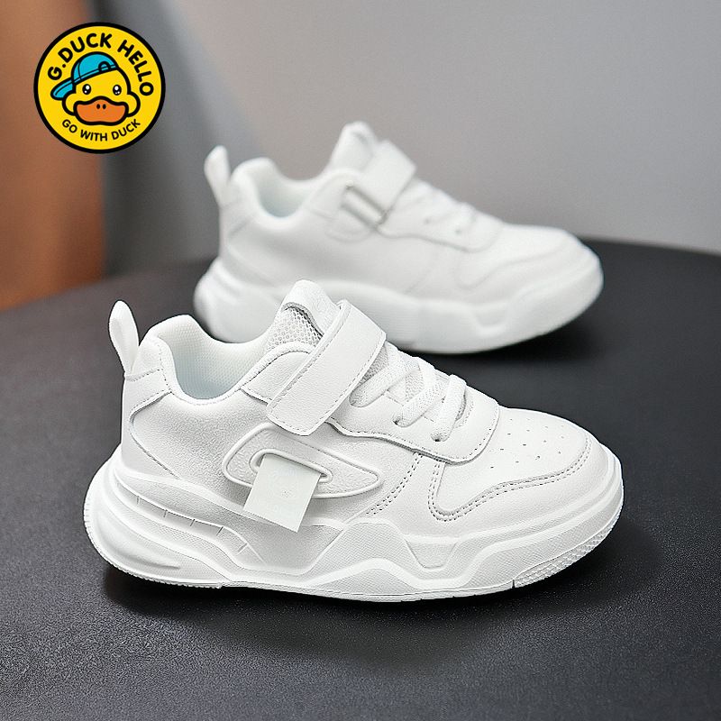 Little Yellow Duck - Scarpe da ginnastica per bambini, da uomo, in pelle, impermeabili, per studenti del campus, bianche, sportive_voghion.com