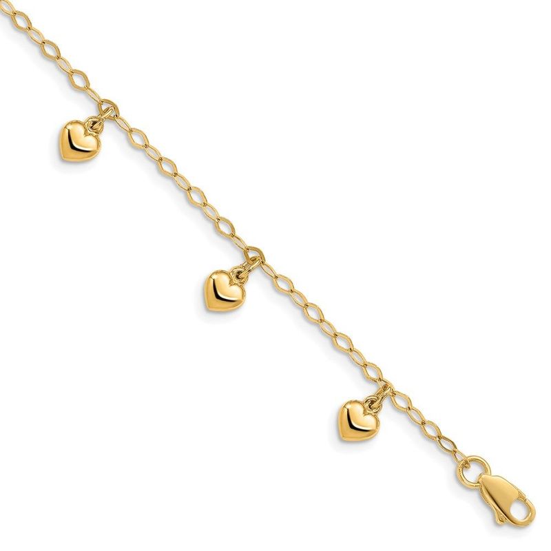 14K Child's Puffed Heart Charm Bracelet_voghion.com