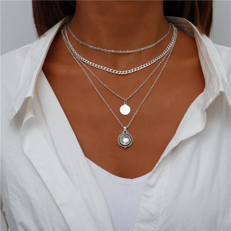 Vintage vícevrstvý portrét mince měsíc hamsa ruční řetízek pro ženy boho sloní srdce přívěsky náhrdelníky šperky_voghion.com