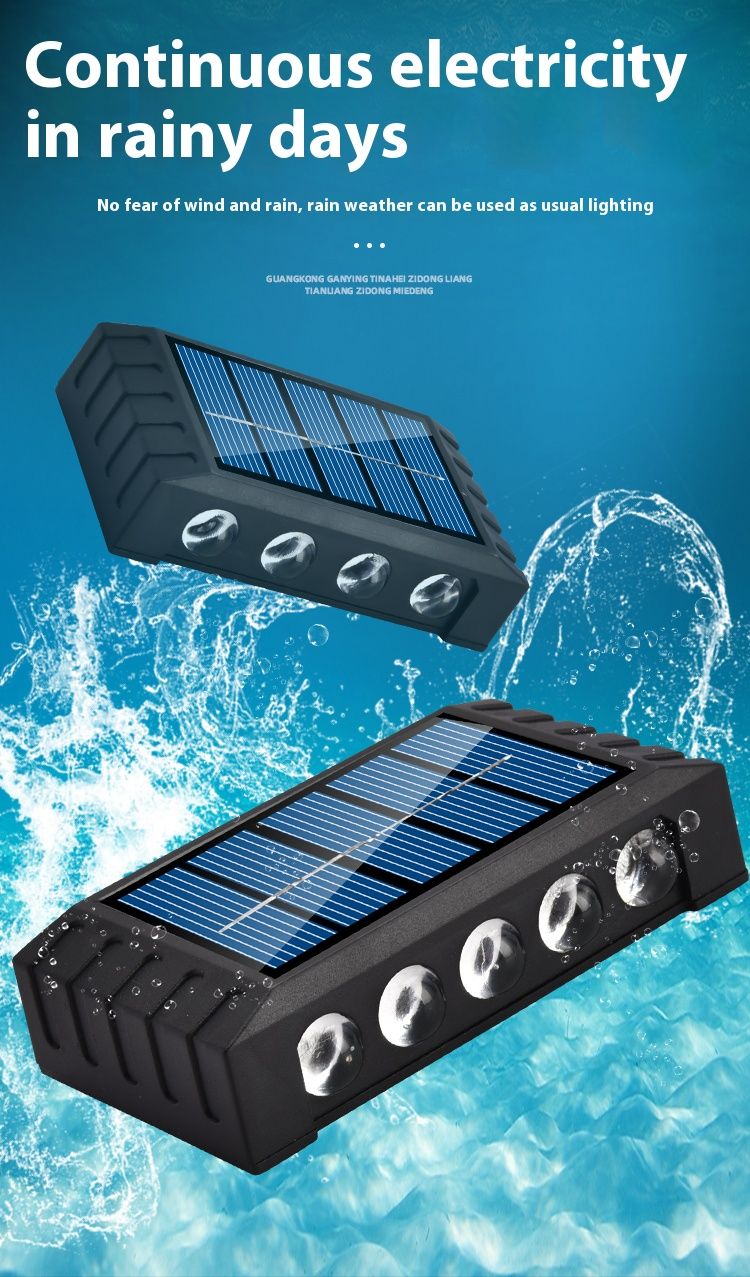 Luminária de parede solar 4/6/8/10 LEDs, iluminação para áreas externas, à prova d'água, para cima e para baixo, iluminação luminosa, para jardim e paisagem_voghion.com