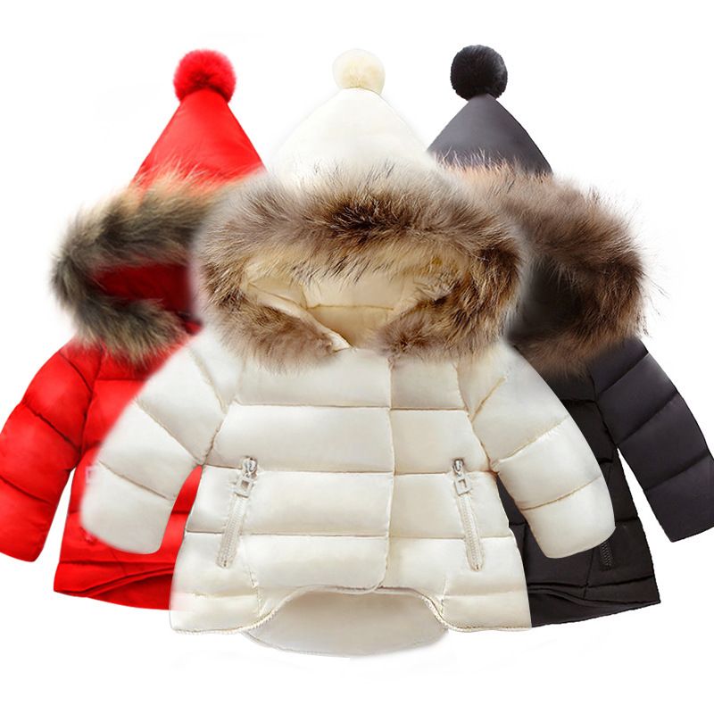 Wintermantel für Mädchen mit echtem Pelzkragen, warm wattierte Jacke für Kleinkinder und Kinder, Oberbekleidung mit Kapuze im koreanischen Stil_voghion.com