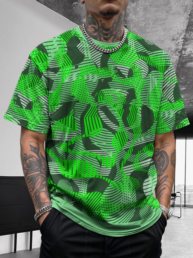 Nuovo design estivo da uomo, retrò, comodo, casual, elasticizzato, slim, basic, a maniche corte_voghion.com