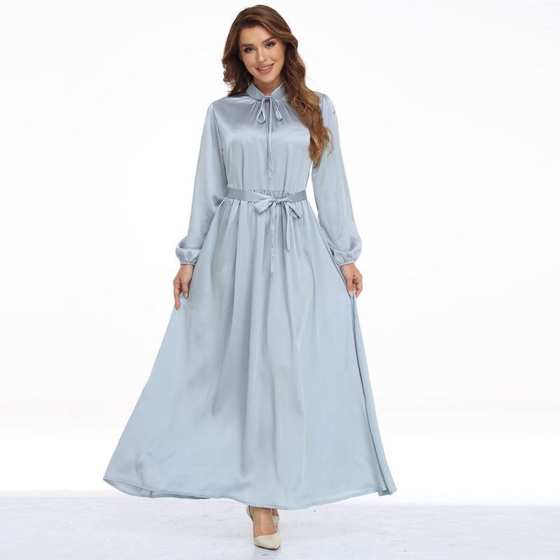 Abito da donna in raso arabo Dubai maxi vita in finta seta_voghion.com