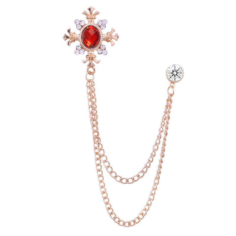 Retro Saray Mücevher Broş erkek Takım Elbise Pin Vintage Rhinestone Çapraz Püskül Yaka Iğneler Zincir Rozeti ile Lüks Takı Aksesuarları_voghion.com