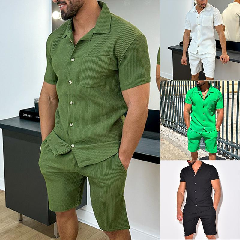 2024 Sport-Kurzarm-Shorts-Set, lässige modische Arbeitskleidung, vielseitige Herrenbekleidung, komplettes Set_voghion.com