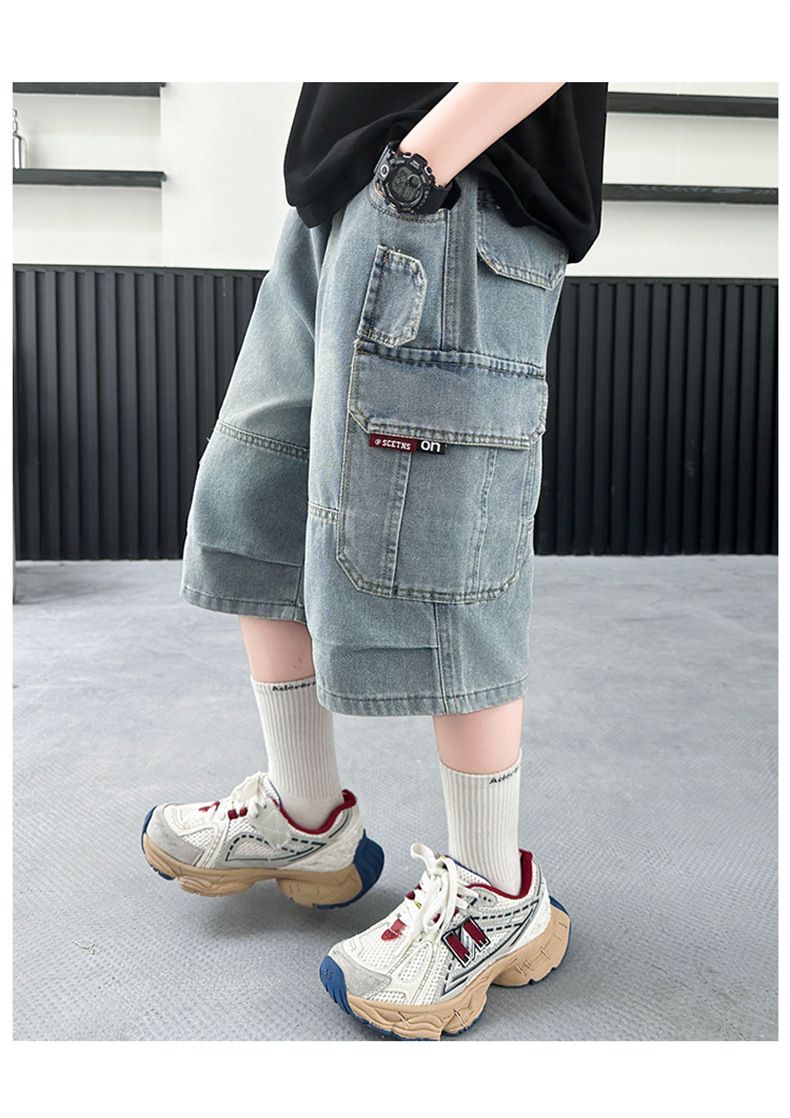 Pantalon court pour garçon, été 2025, nouveau style, taille moyenne et grande, décontracté, élégant, ample, pour enfants_voghion.com