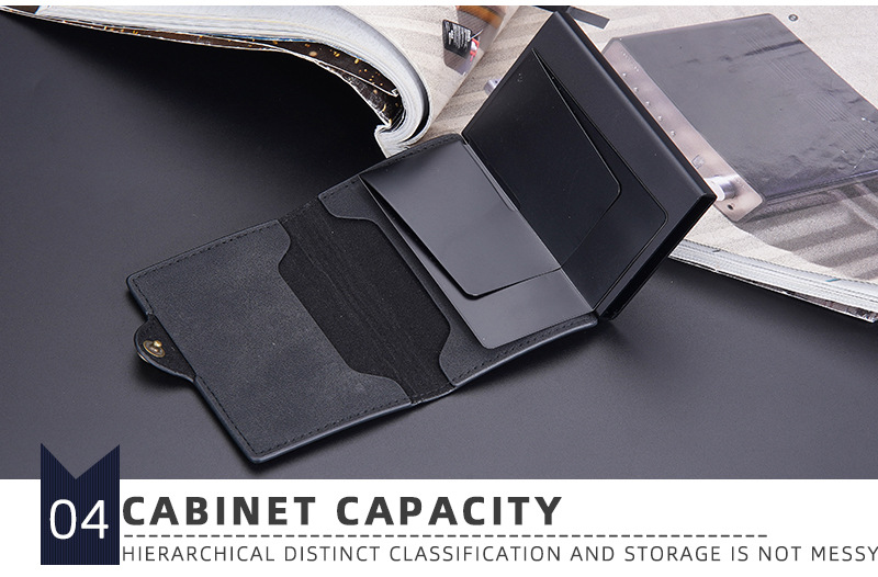 Baellerry Card Holder Buckle Side Push Anti-magnetesch an Anti-Déifst Card Holder Rfid Short Automatic Card Holder_voghion.com
