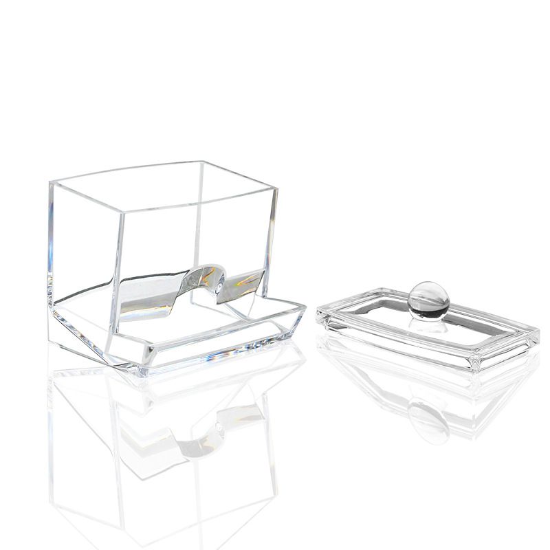 1pc Transparent Swab Holder Dispenser Modern Bathroom Storage For Swabs Pads Visible Organizer Vanity Accessory Compact Design_voghion.com