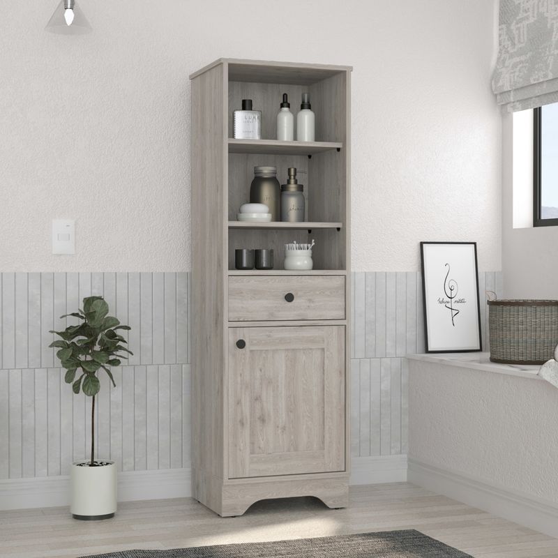 St. Clair Linen Cabinet, Two Interior Shelves, Two Open Shelves, Single Door_voghion.com