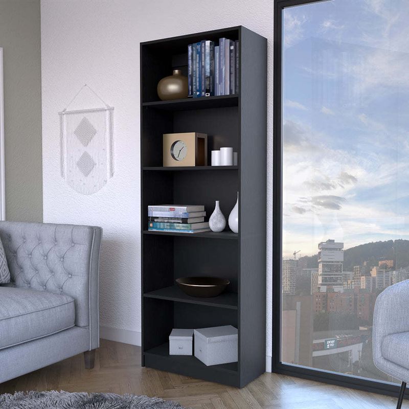 Zachary Black 5-Shelf Bookcase_voghion.com