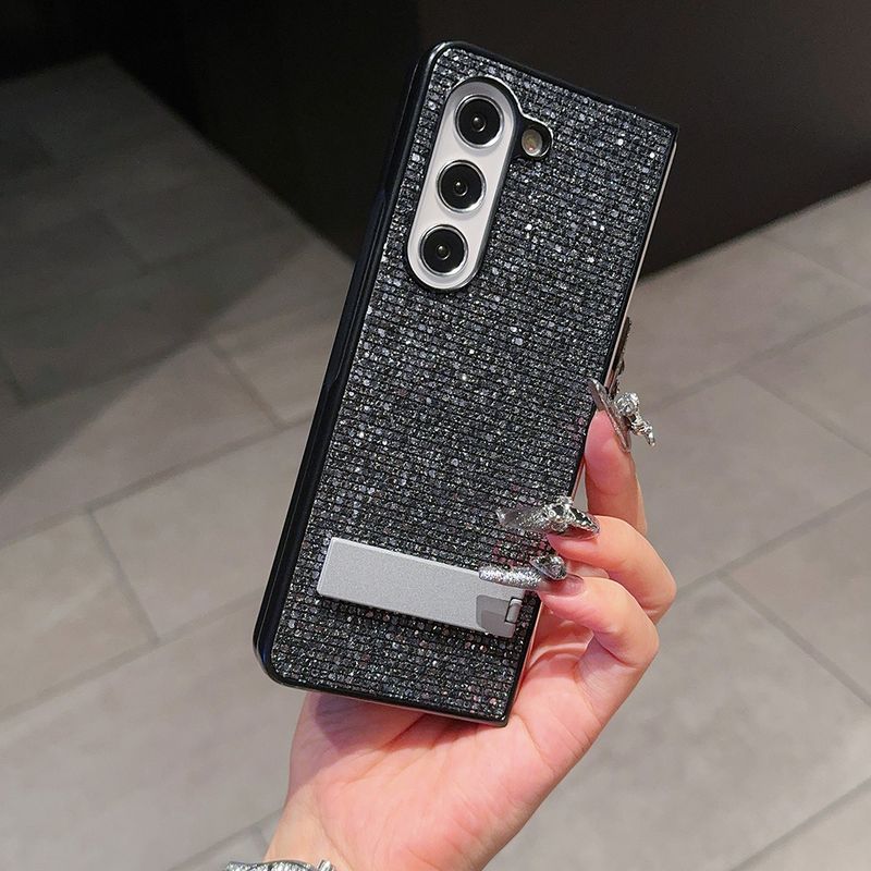 For Samsung Galaxy Z Fold 3 4 5 6 Luxury Glitter Sequins Metallic Stand Phone Case Cover_voghion.com