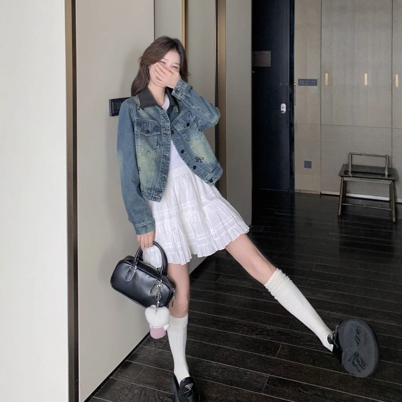 Koreanische bestickte Cowboyjacke für Damen, neuer Stil für Frühling und Herbst, süßes Design, Jacke, trendiges Oberteil_voghion.com
