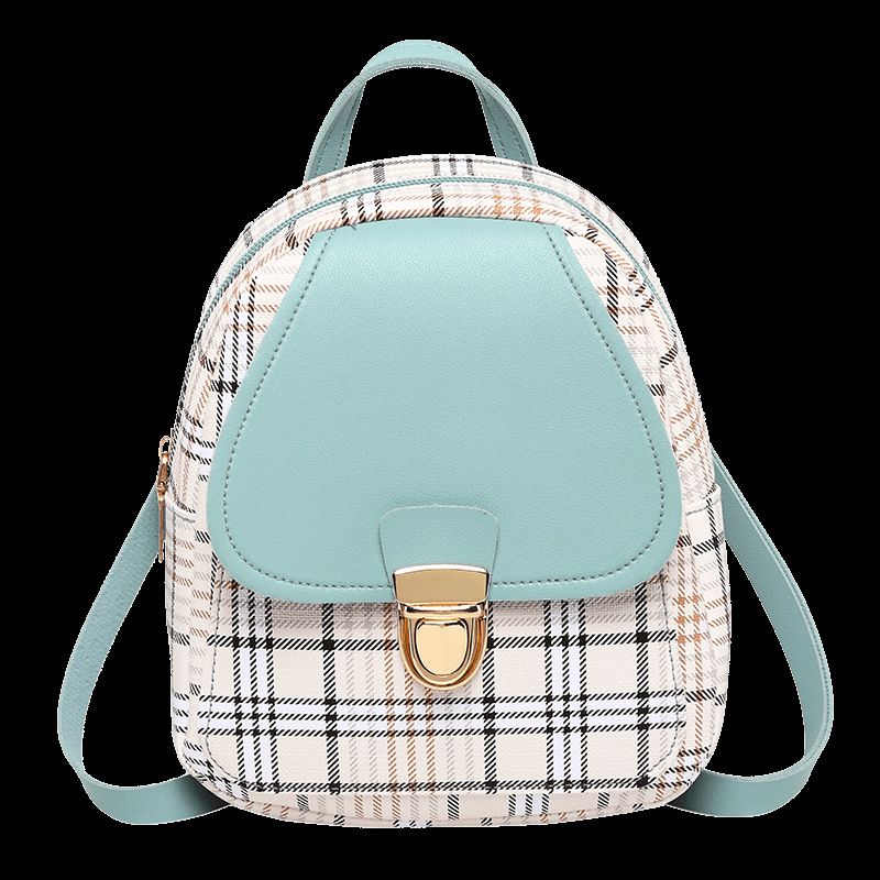 Women's Backpack 2024 New Plaid Color Matching Lock Cylinder Shoulder Bag For Women_voghion.com