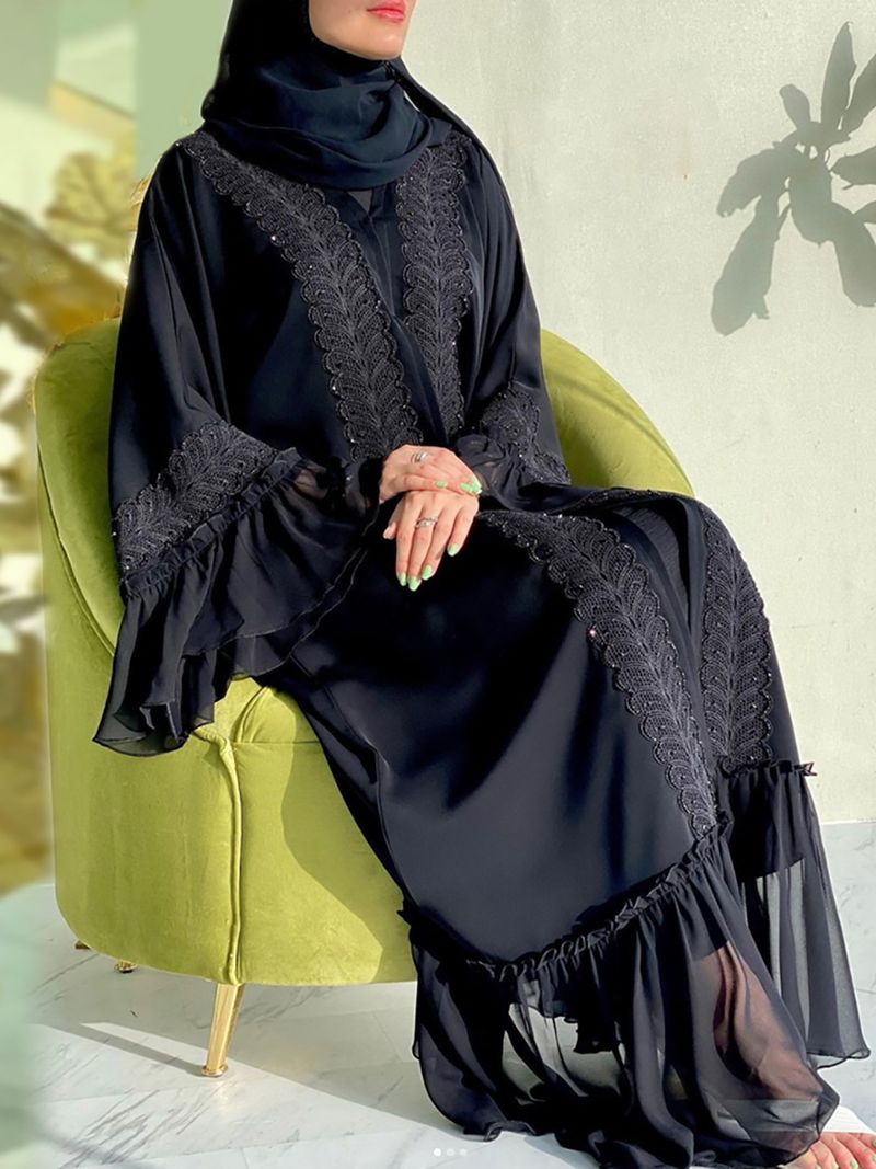 Siyah İslami Abayalar Müslüman Kadın Giyim Türkiye Uzun Cüppe Fas Kaftanı İslam Kaftanı Ramazan Abaya Kadınlar İçin Dubai_voghion.com