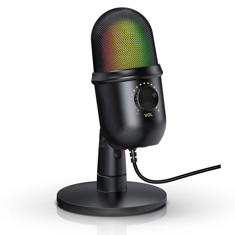 RGB kondenzátor mikrofon légzőfénnyel asztali mikrofonállvánnyal laptophoz, élő közvetítésű videokonferenciához, egy játékhoz_voghion.com