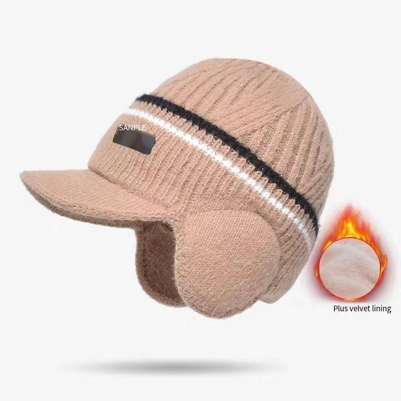 Casquette homme, couvre-chef, bonnet anti-bruit, bonnet anti-froid, version coréenne pour homme, bonnet en laine pour homme, bonnet tricoté d'hiver résistant au froid et chaud_voghion.com