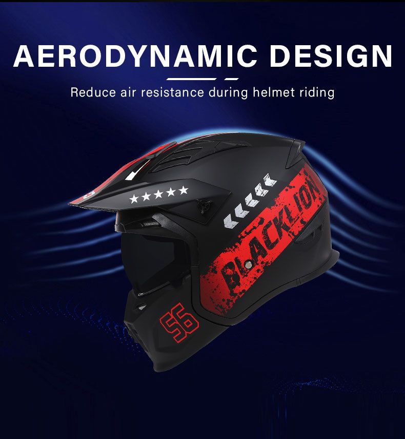 Motorcycle helmet Full helmet adult detachable combination helmet four seasons general purpose riding Half helmet_voghion.com