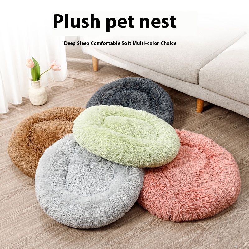 Nido caldo lungo per animali domestici, rotondo, in peluche, rosso, autunno e inverno, per gatti e cani_voghion.com