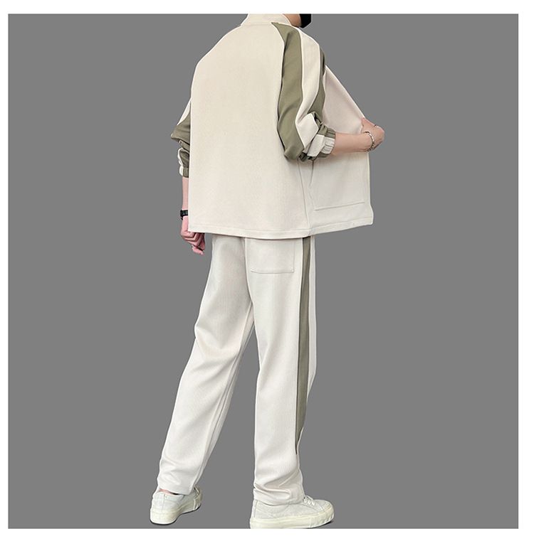 Abbigliamento da uomo primavera e autunno, cardigan di grandi dimensioni, felpa con collo alto, pantaloni della tuta elastici larghi, un set completo di tuta sportiva casual_voghion.com