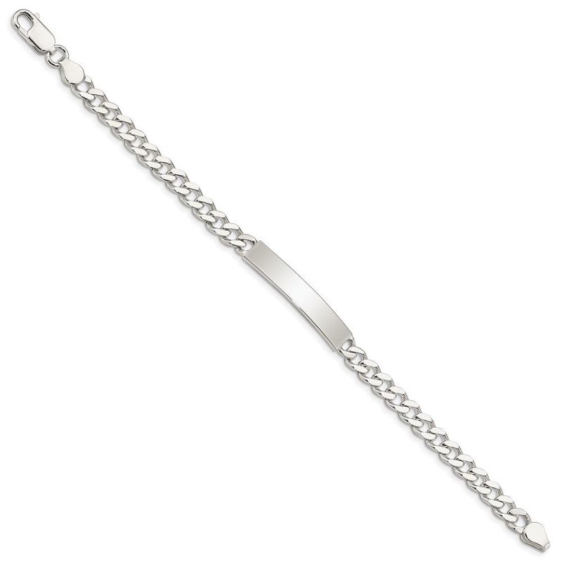 Sterling Silver Polished Engraveable Curb Link ID Bracelet_voghion.com