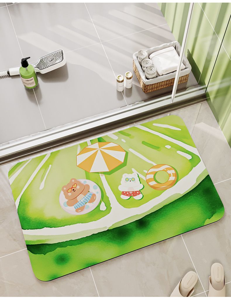 Tappetino antiscivolo per WC con motivo a cartoni animati, assorbente per il bagno, ad asciugatura rapida, per la porta del bagno_voghion.com