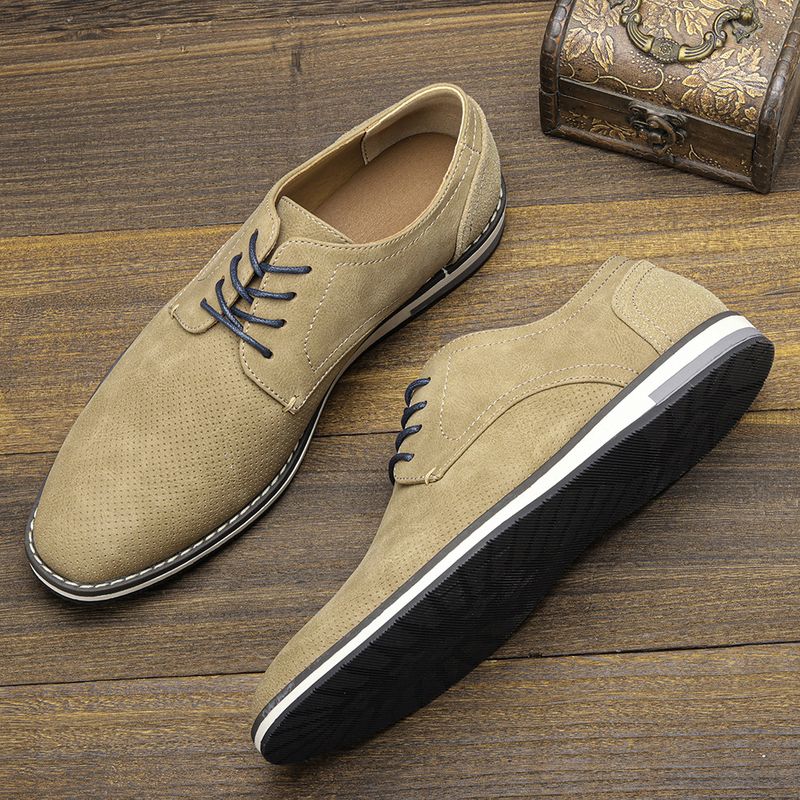 Herrenschuhe Große Herren Freizeitschuhe Modische leichte Herrenschuhe Farblich passende atmungsaktive Herren Lederschuhe_voghion.com