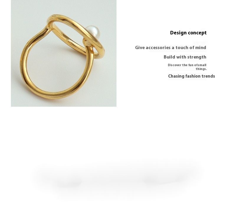 Goldener geometrischer Ring aus Titanstahl, Perlen-personalisierter Modering-Schmuck für Frauen_voghion.com