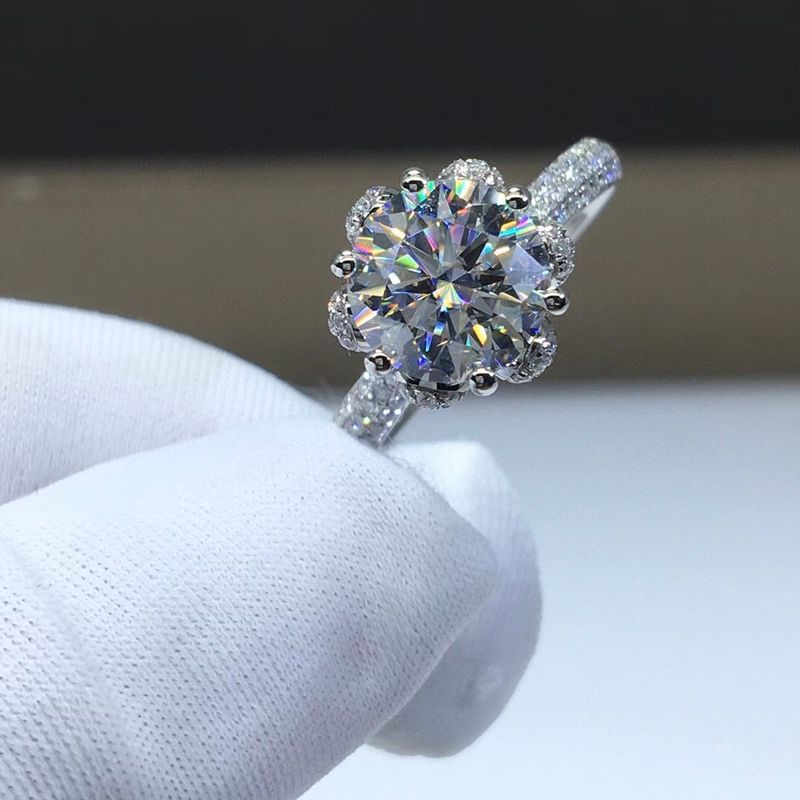 American Mosan Diamond Platinum Pure Silver Luxury Set Anello a sei griffe Imperatore del ghiaccio e della neve da donna_voghion.com