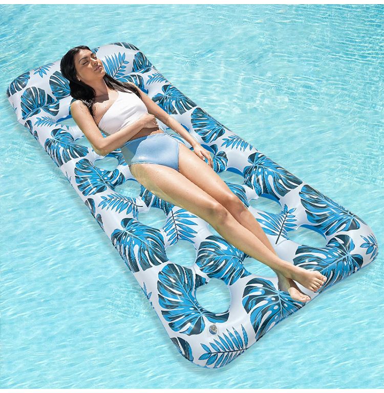Nouveau drainage flottant de trou gonflable sur le drap de lit inclinable imprimé de loisirs extérieurs de lit gonflable de lit humain de rangée flottante de trou_voghion.com