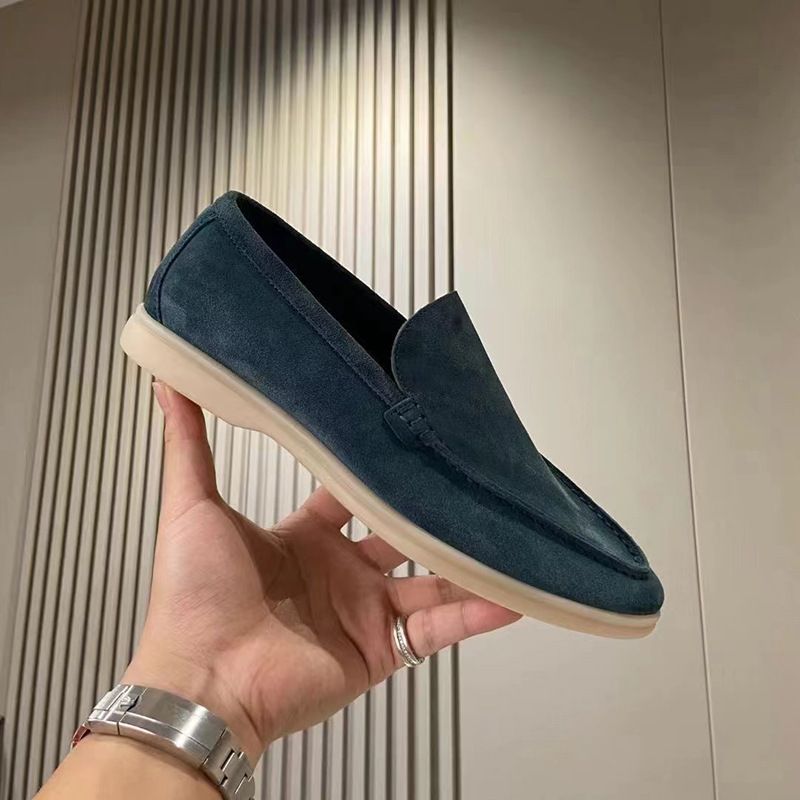 Men's Classic Slip-On Summer Suede Driving Lazy Shoes Casual Genuine Leather Loafers_voghion.com