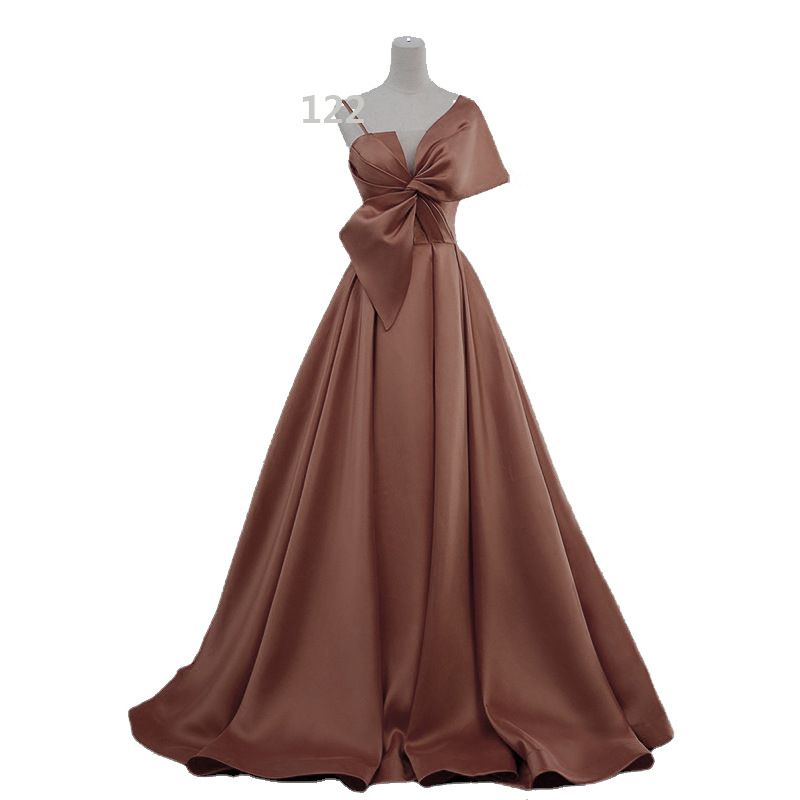 Damen Oweskleed Host Temperament laang schlank Satin Hosenträger Braut Toast Kleed Brautjungfer Kleed_voghion.com