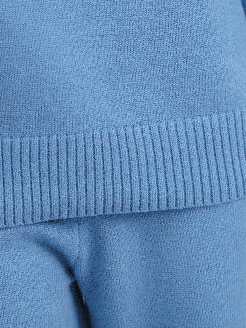 Ensemble de pantalons tricotés doux et polyvalents pour femmes, col mi-haut, pull ample décontracté, vent doux_voghion.com