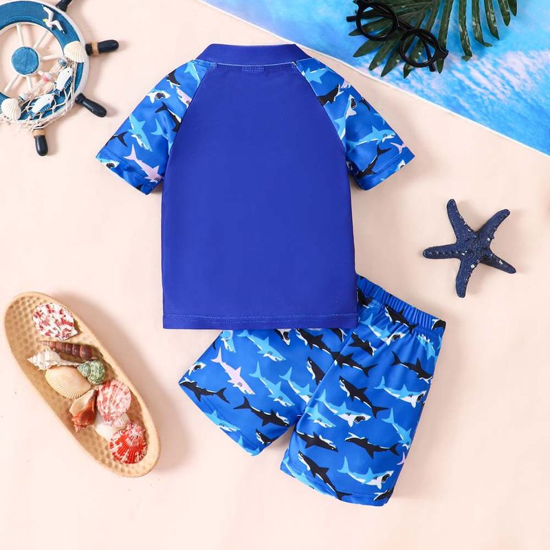 Traje de verano para niño, jersey de dinosaurio, pantalones cortos, traje de dos piezas, moda europea y americana, traje de baño de playa de secado rápido para niños._voghion.com
