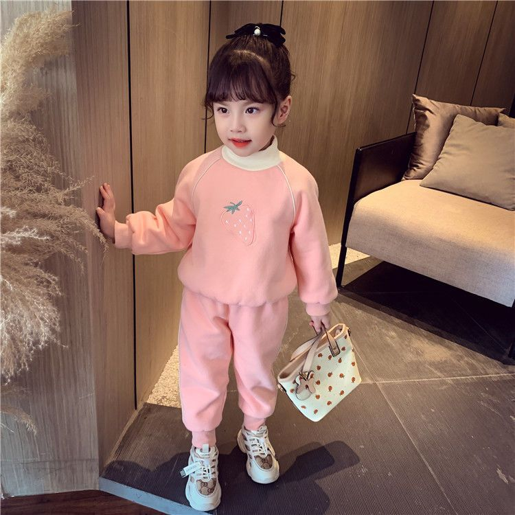 Pull épais en peluche pour filles de 2-5-7 ans, ensemble deux pièces, à la mode, pour petite fille, automne/hiver, nouvelle collection_voghion.com