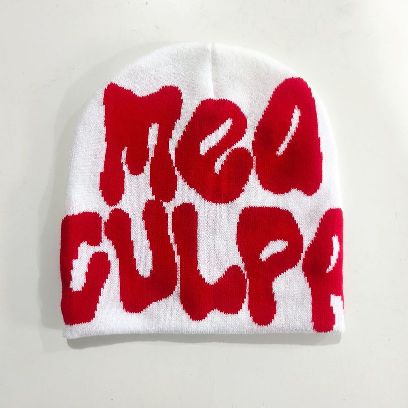 Berretto invernale caldo in jacquard lavorato a maglia con lettere hip-hop Mea, unisex_voghion.com