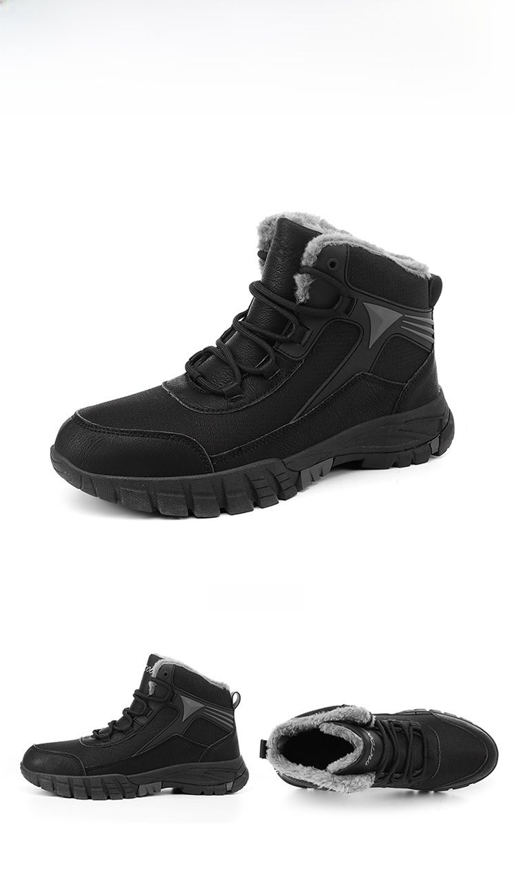 Grensoverschrijdende antislip wandelschoenen in grote maten, sneeuwlaarzen voor heren, gevoerd met fleece, verdikte sneaker, waterdicht, koudebestendig, warm, hoge katoenen laarzen voor heren_voghion.com