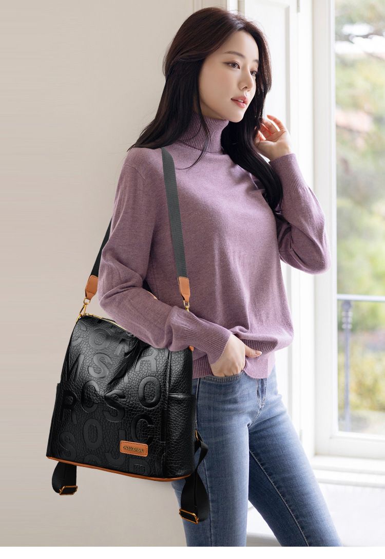 Women's Bags High Grade Letter Printing Large Capacity Backpack Versatile Small Shoulder Shopping Backpack_voghion.com