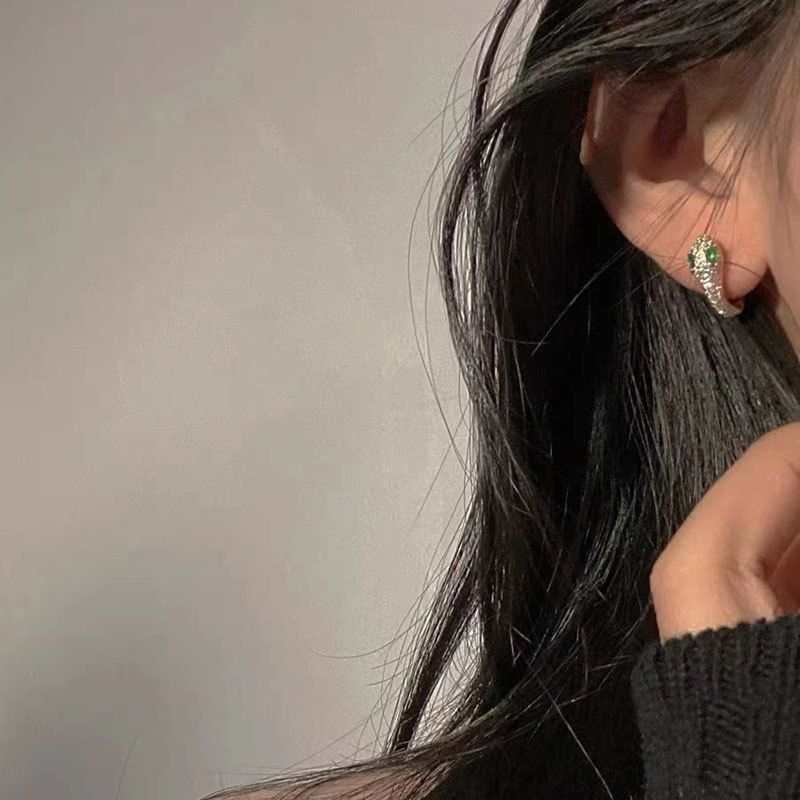 Orecchini a forma di serpente con intarsio di diamanti per le donne, orecchini a serpente di zirconi, fibbie per le orecchie da uomo, gioielli per le orecchie di fascia alta leggeri e lussuosi_voghion.com