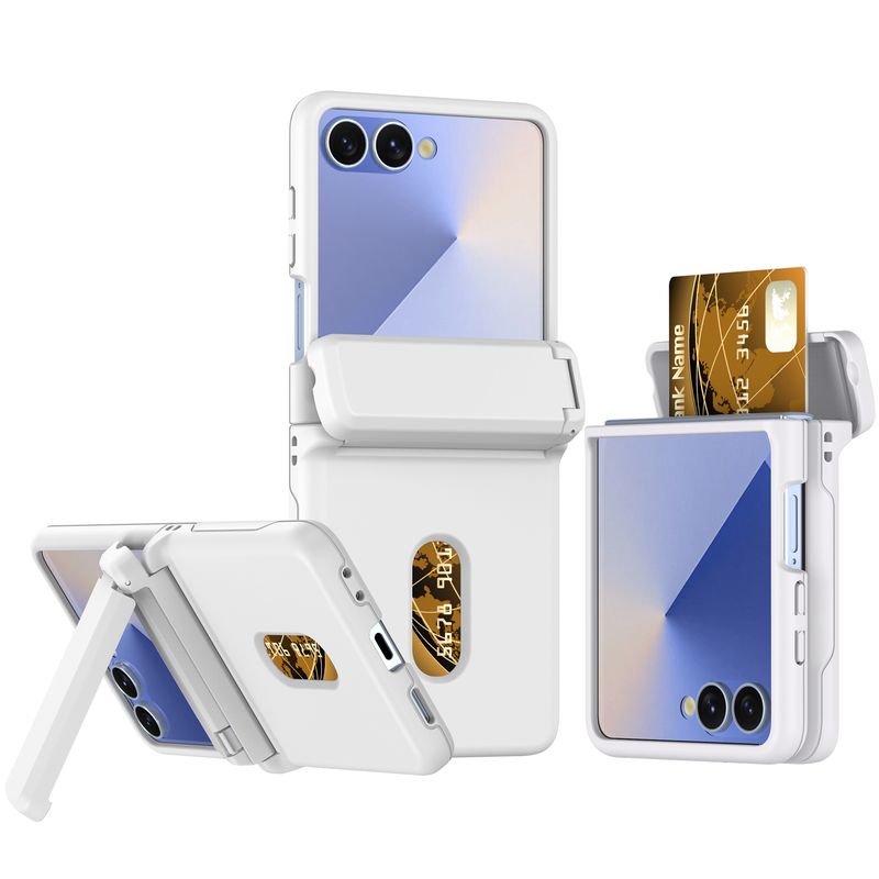 Shockproof Bracket Hinge Case For Samsung Galaxy Z Flip 7 6 5 Flip7 Flip6 Zflip7 Cover Hard Wallet Card Insertion Folding Cases_voghion.com