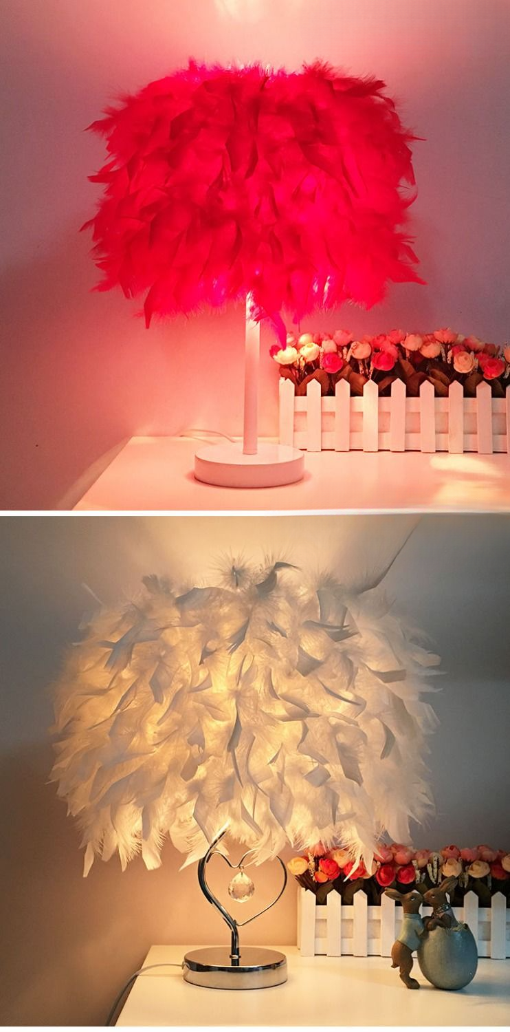 Lampada da scrivania in piuma alla moda europea per la camera da letto_voghion.com