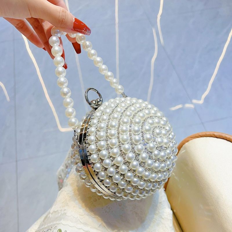 New Pearl Ball Shape Handbag Versatile Evening Inlaid Diamond Dress Banquet Bag_voghion.com