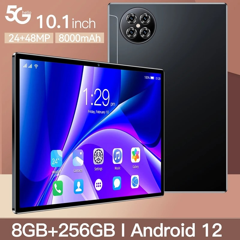 Global edition nettbrett android 10,1 tommer Android 12,0 nettbrett-pc 8 GB RAM+256 GB ROM 8800 mAh batteri Gaming nettbrett PC-nettbrett_voghion.com