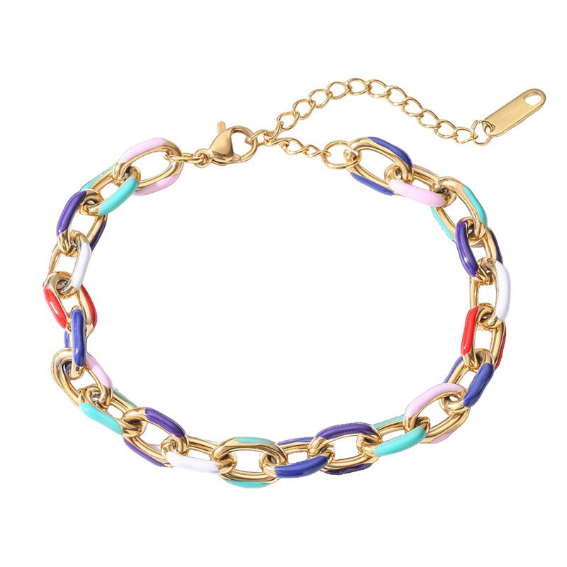 Bracciale cubano colorato in acciaio al titanio con goccia d'olio per donna, design unico, leggero, di alta qualità, gioiello per coppia_voghion.com